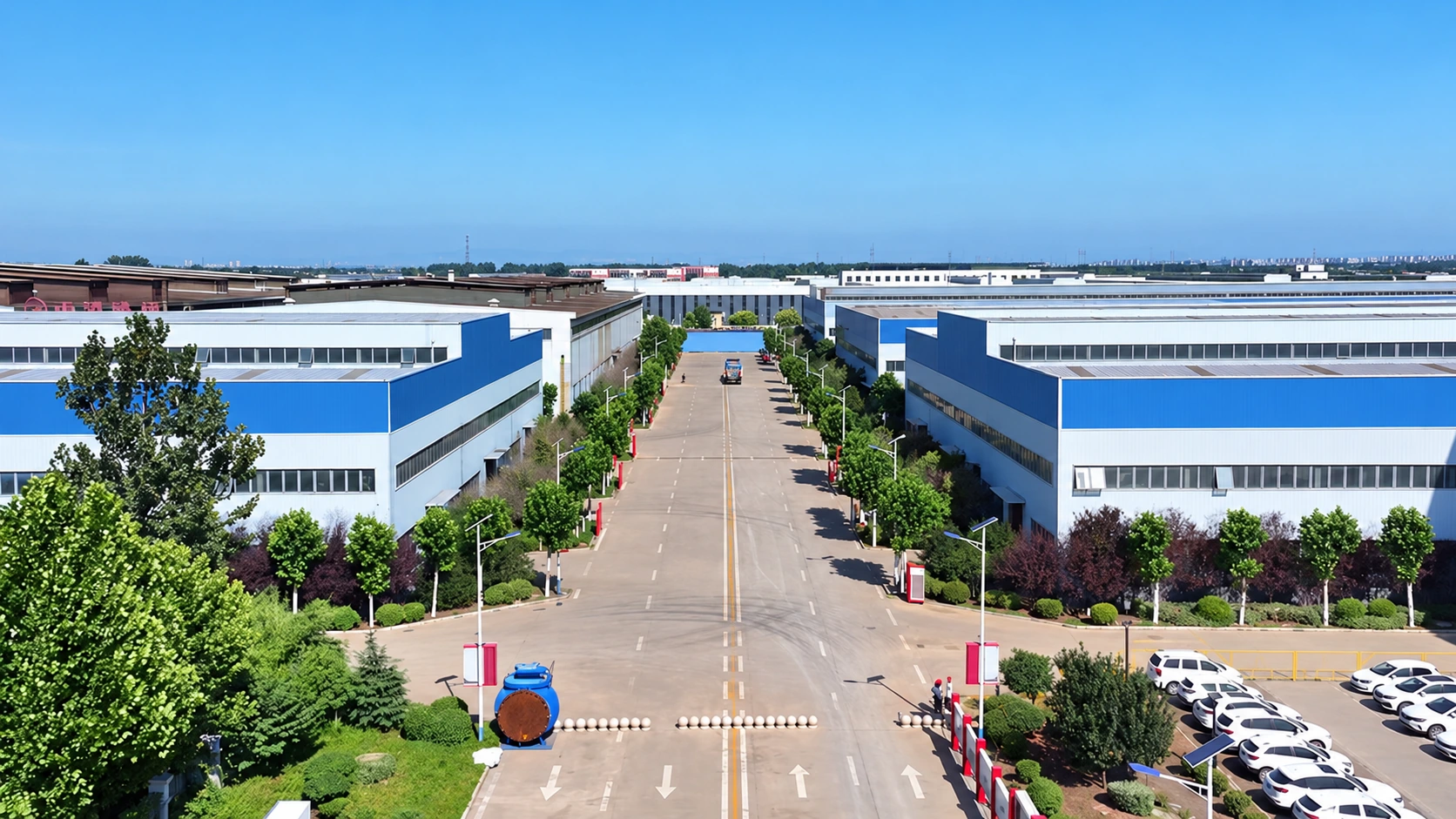 Factory campus aerial view extracted from supplied footage